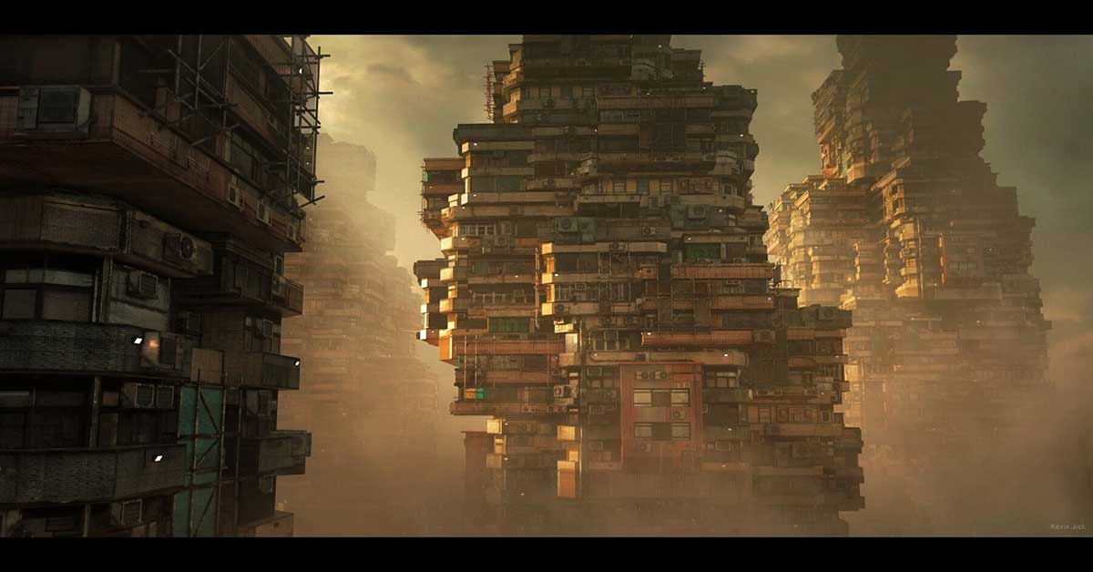 Blender80个科幻风格贫民窟建筑3D模型资产合集 Sci-Fi Kitbash – Volume 1
