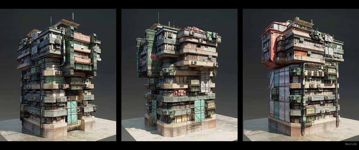 Blender80个科幻风格贫民窟建筑3D模型资产合集 Sci-Fi Kitbash – Volume 1