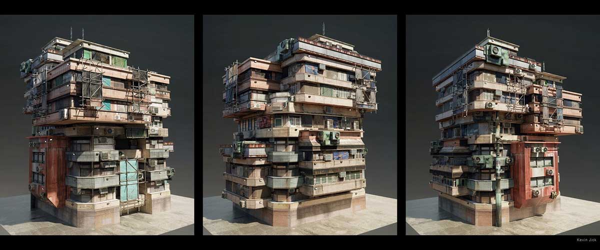 Blender80个科幻风格贫民窟建筑3D模型资产合集 Sci-Fi Kitbash – Volume 1