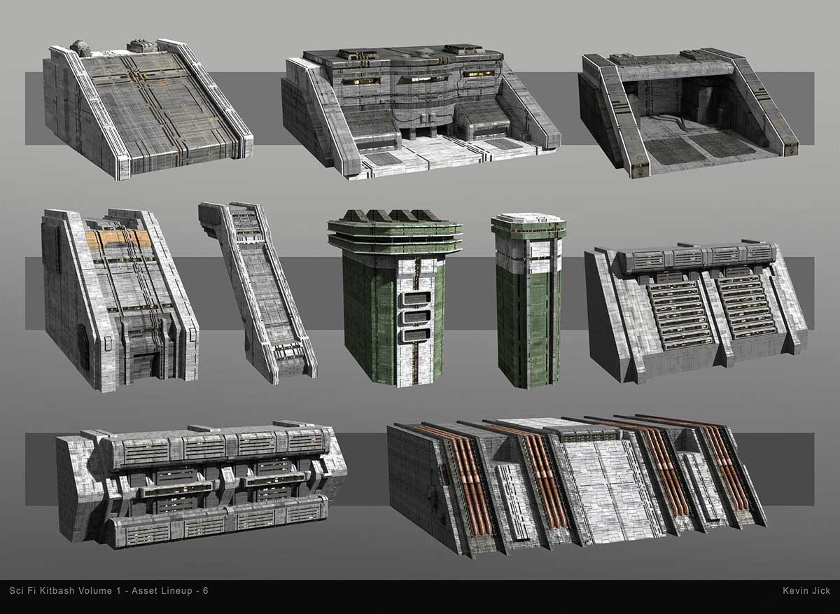 Blender80个科幻风格贫民窟建筑3D模型资产合集 Sci-Fi Kitbash – Volume 1