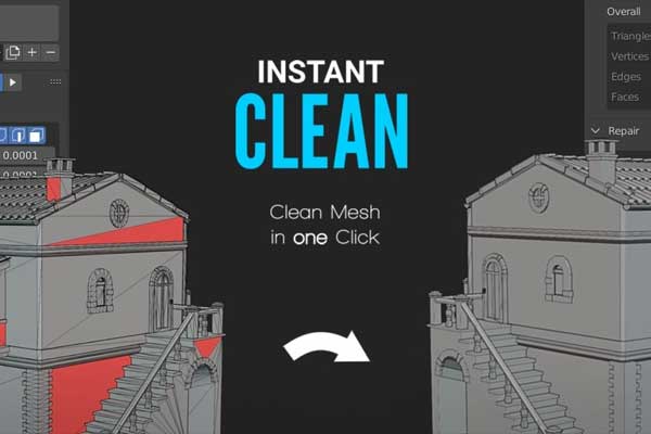 Blender网格布线清理优化插件 Instant Clean v2.2.3 – The Ultimate Mesh Clean