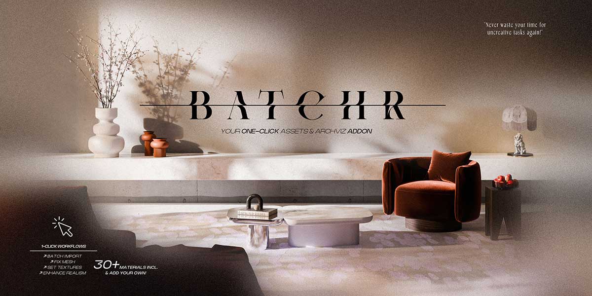 批量模型导入资产管理Blender插件 BatchR Pro v1.1