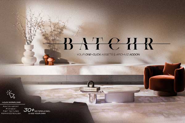 批量模型导入资产管理Blender插件 BatchR Pro v1.1