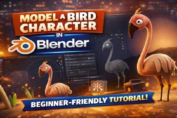 Blender掌握风格化卡通鸟类角色建模全流程视频教程(中文字幕) Full Character Modeling in Blender Course – Stylized Bird