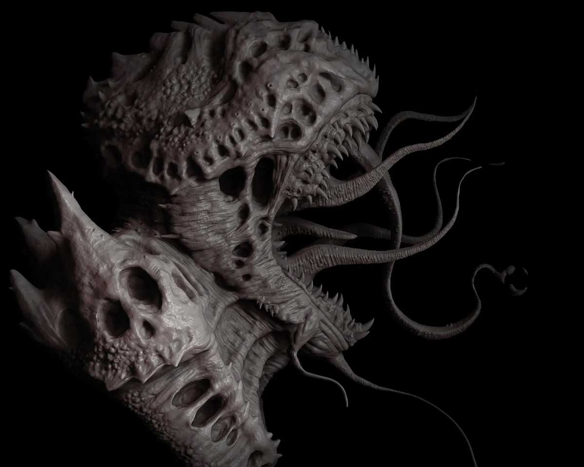 ZBrush/Blender40个外星生物异性角色细节雕刻VDM笔刷素材  40 Alien Brushes