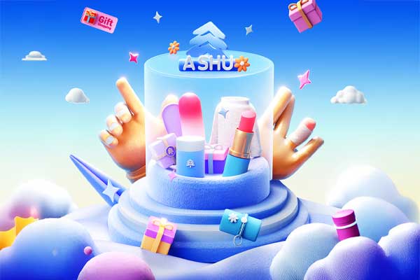 C4D卡通手口红运营海报OC渲染工程电商海报C4D模型