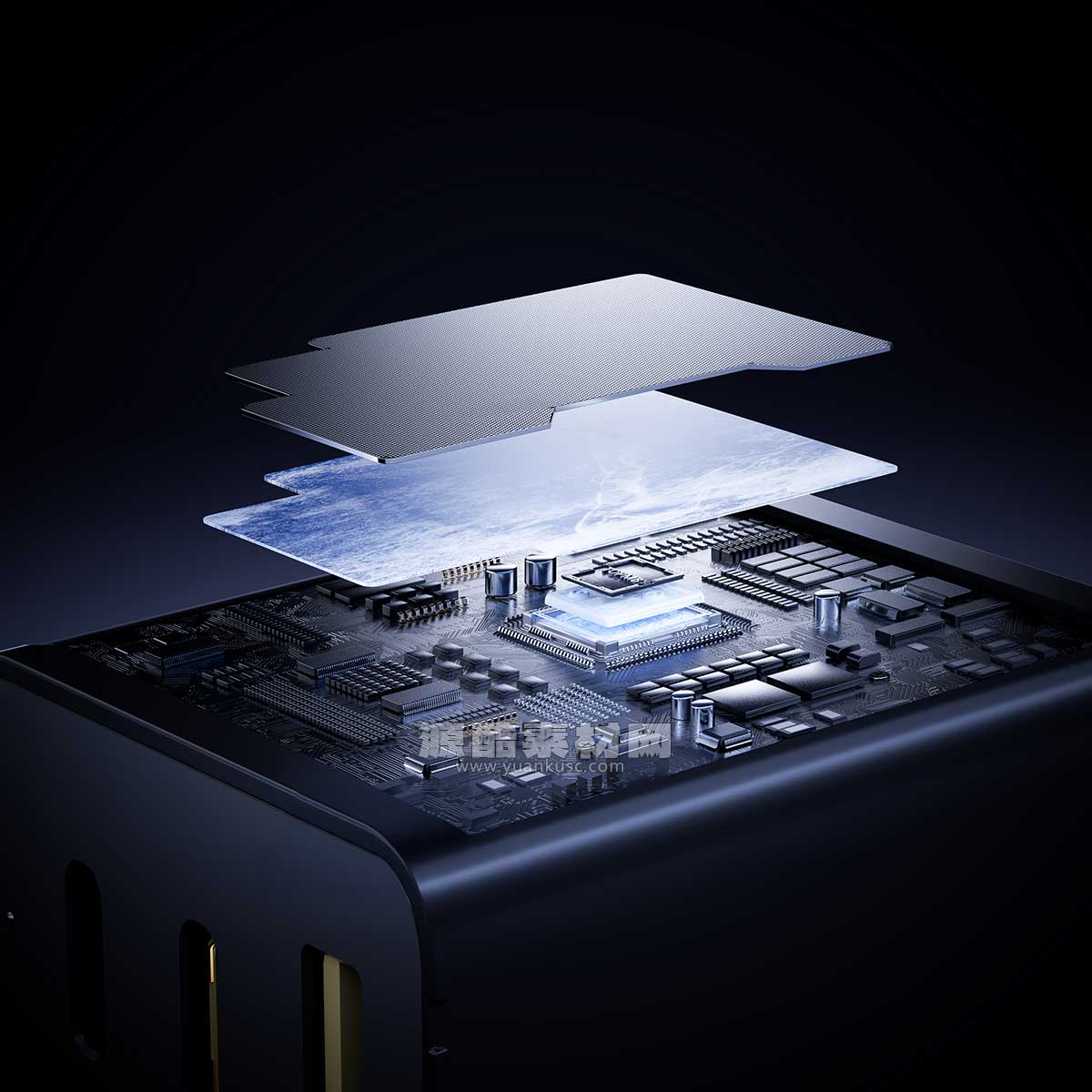 C4D芯片内部结构渲染工程芯片电子元件C4D模型