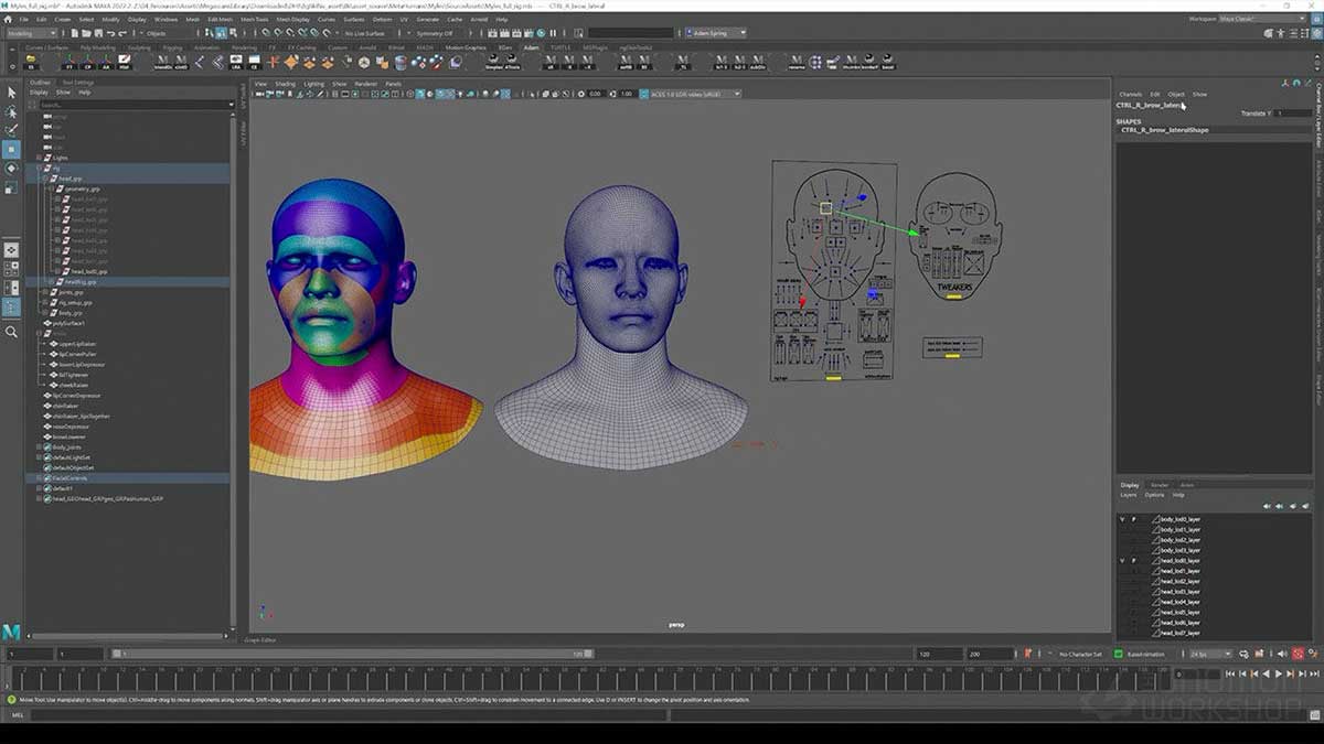 Maya/ZBrush高级表情面部数据捕捉绑定动画视频教程(中文配音/中文字幕) The Gnomon Workshop – Advanced Facial Blendshape Networks