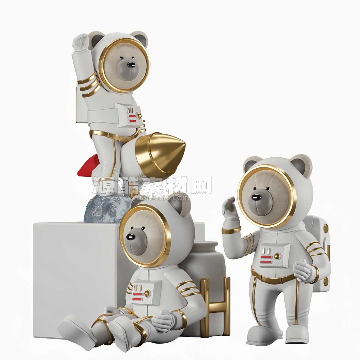 摆件宇航员模型装饰3D模型下载(C4D,Blender,FBX)