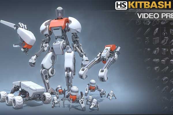 300种高质量科幻硬表面机械零件3D模型(Blender,FBX,OBJ)