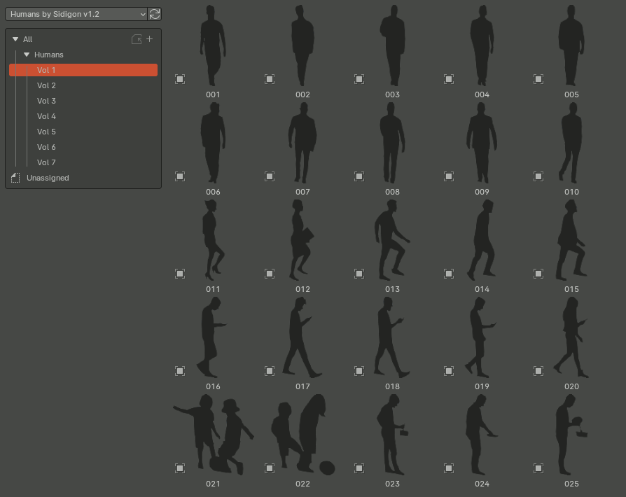 Blender175种人物剪影素材资产预设 Humans By Sidigon