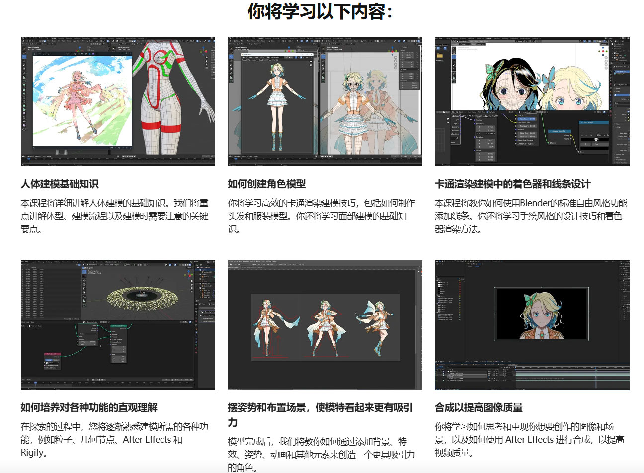 Blender二次元卡通角色建模动画渲染入门基础视频教程(中英文字幕) Coloso-Introduction to Modeling Cel-Shaded Characters in Blender