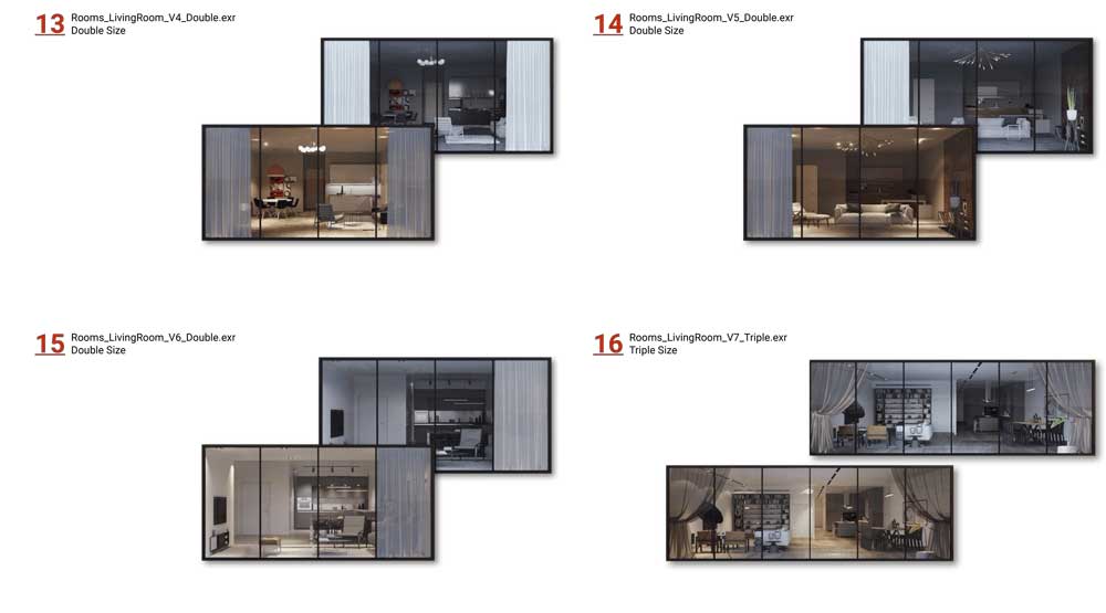 40组建筑窗户室内场景EXR视差纹理贴图3D素材 ShadersBOX – Rooms Pack V1.0