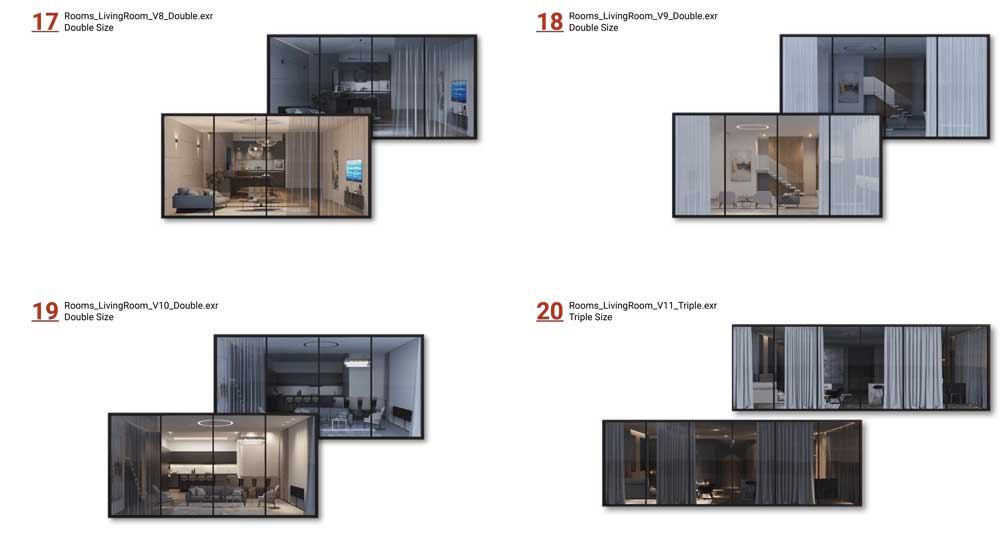 40组建筑窗户室内场景EXR视差纹理贴图3D素材 ShadersBOX – Rooms Pack V1.0