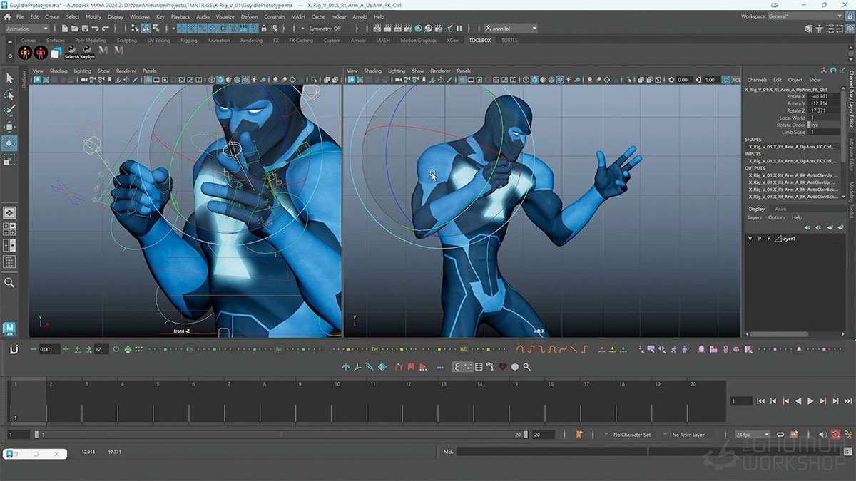 Maya角色战斗攻击格斗动作动画制作视频教程(中英文字幕) The Gnomon Workshop – Animating Stylized Attacks in Maya