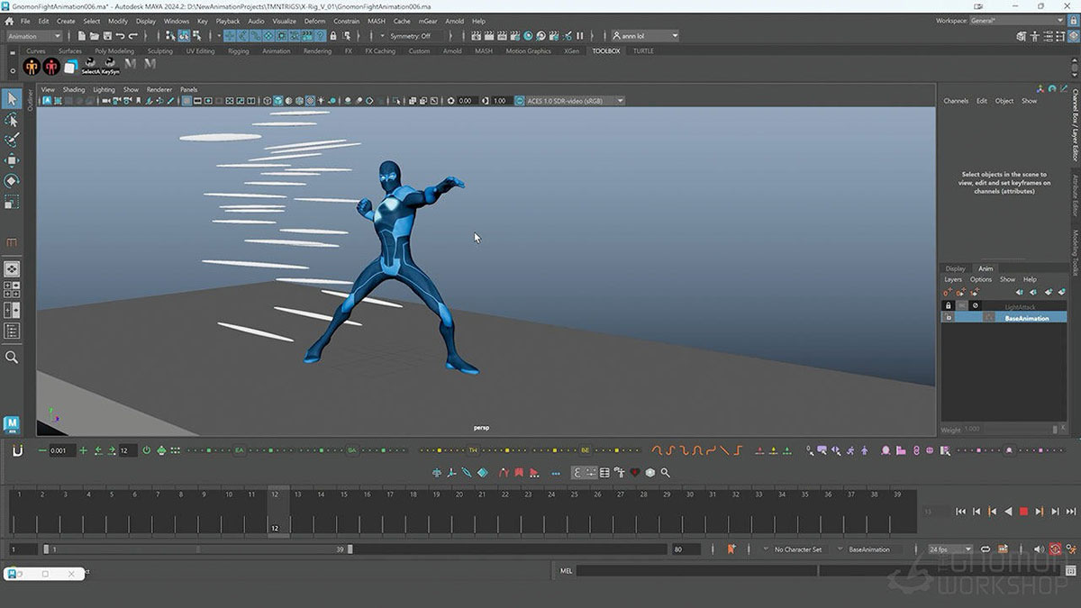 Maya角色战斗攻击格斗动作动画制作视频教程(中英文字幕) The Gnomon Workshop – Animating Stylized Attacks in Maya