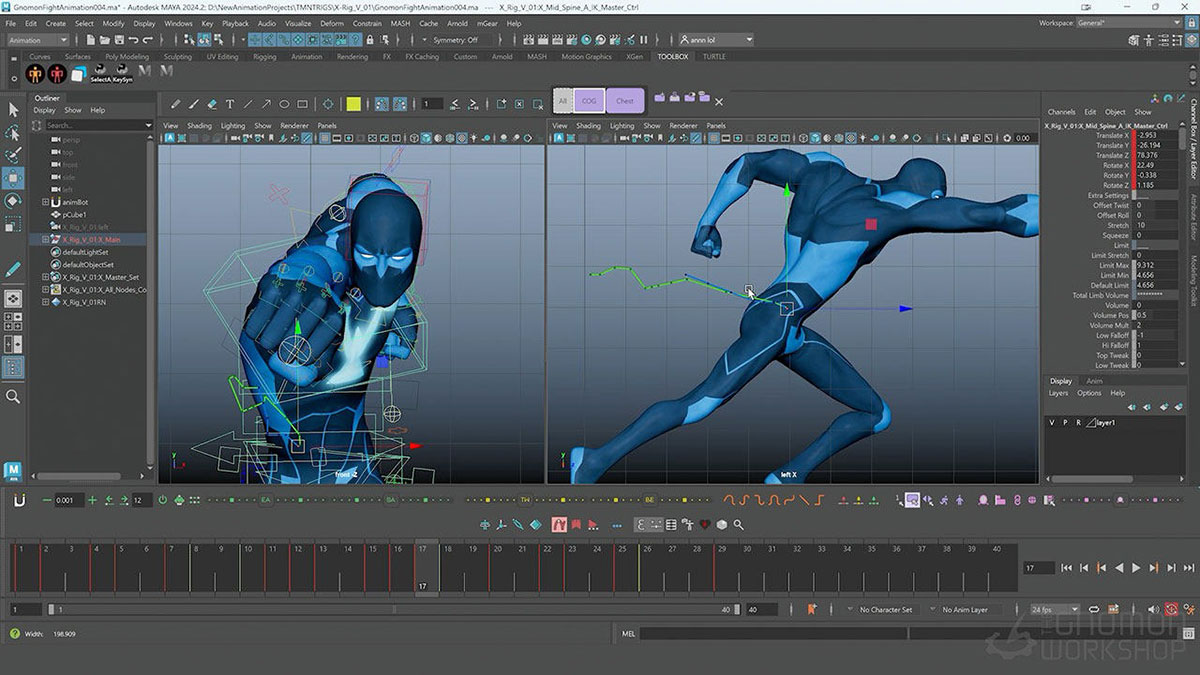 Maya角色战斗攻击格斗动作动画制作视频教程(中英文字幕) The Gnomon Workshop – Animating Stylized Attacks in Maya