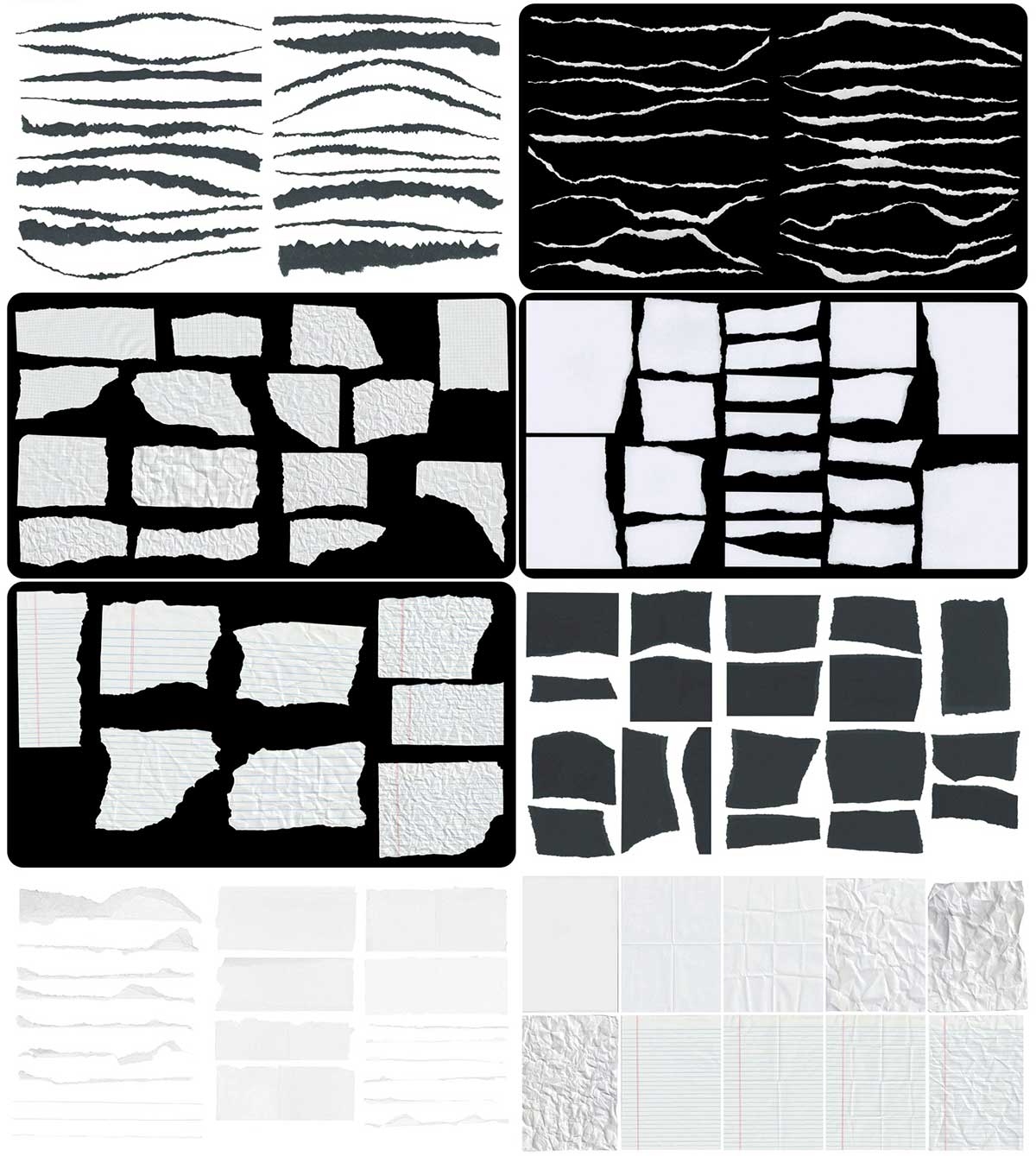 300种真实扫描的纸张纹理与撕纸图片素材 Sickboat – PAPER TEXTURE PACK