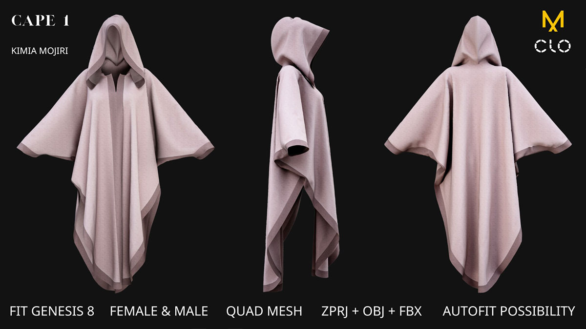 14种男女披风斗篷模型3D模型下载(zprj,OBJ/FBX通用格式) 14 Cape Models (Male / Female)