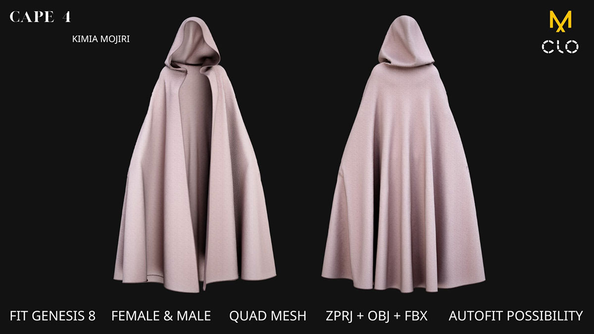 14种男女披风斗篷模型3D模型下载(zprj,OBJ/FBX通用格式) 14 Cape Models (Male / Female)