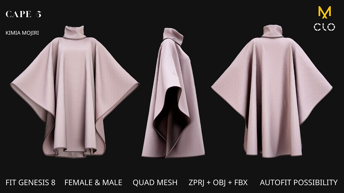 14种男女披风斗篷模型3D模型下载(zprj,OBJ/FBX通用格式) 14 Cape Models (Male / Female)