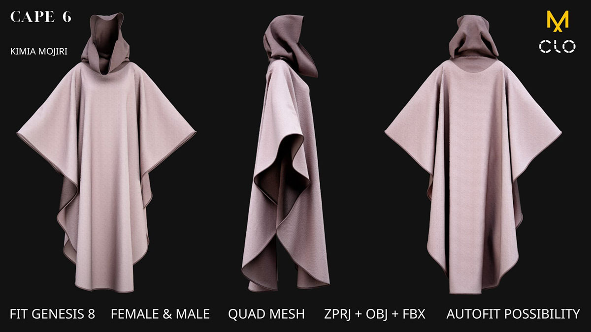 14种男女披风斗篷模型3D模型下载(zprj,OBJ/FBX通用格式) 14 Cape Models (Male / Female)