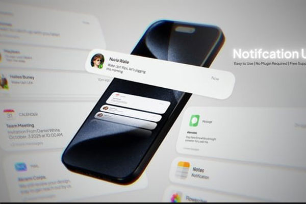 AE手机消息弹窗通知界面动画模板 Notification UI Kit