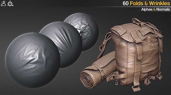 60款4K布料褶皱纹理贴图布料褶皱Alpha+法线贴图材质