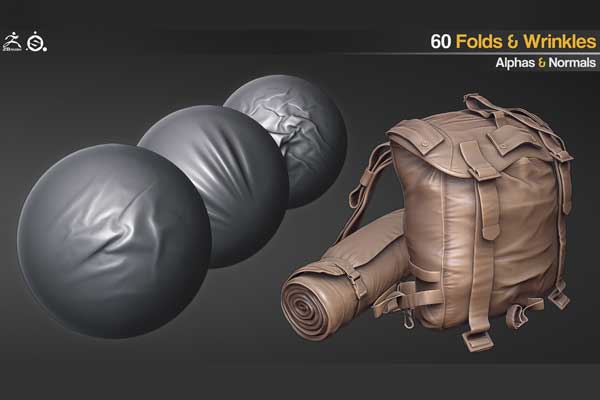 60款4K布料褶皱纹理贴图布料褶皱Alpha+法线贴图材质