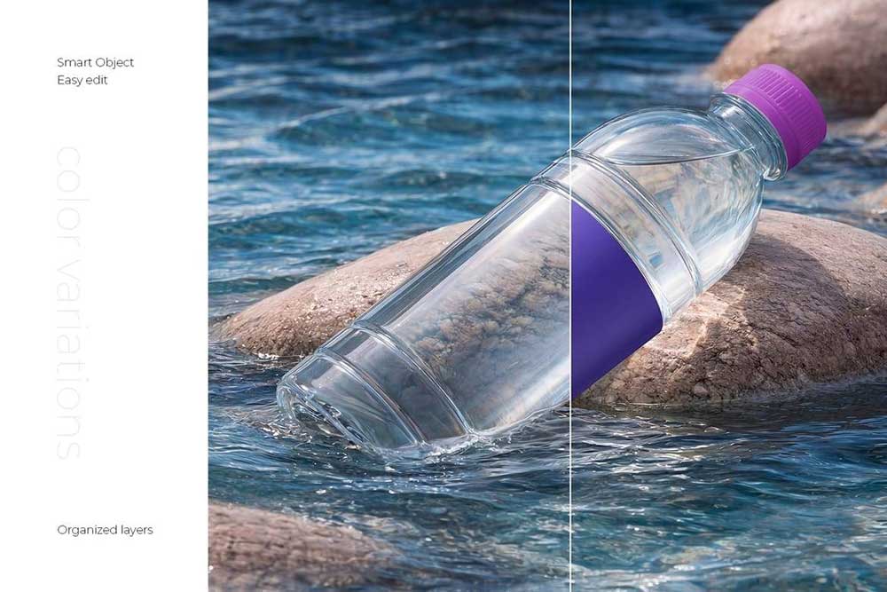 3款矿泉水塑料瓶贴纸设计效果样机PSD素材 Clear Plastic Water Bottle Mockup Set