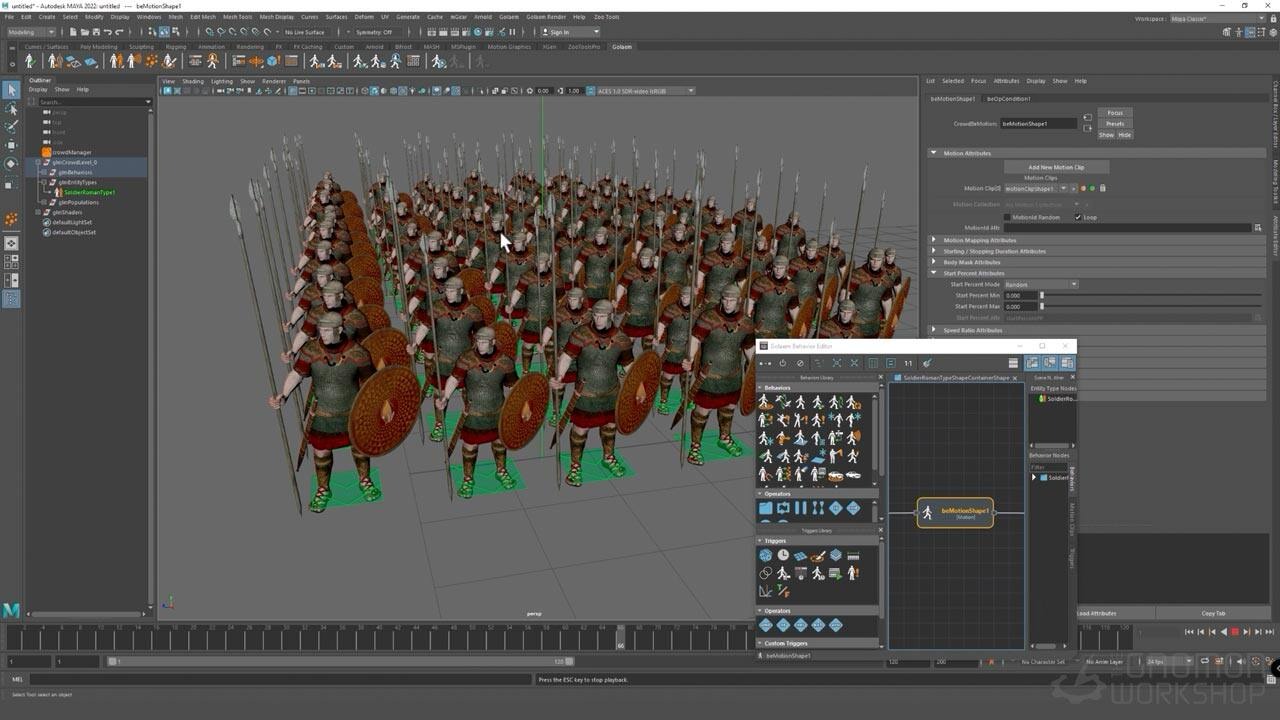 Maya+UE影视级人群动作模拟动画视频教程(中文字幕) The Gnomon Workshop – Simulating Crowds with Golaem & Maya