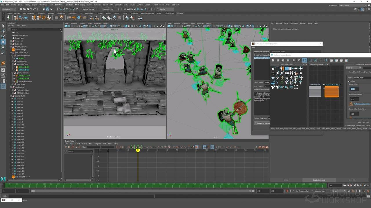 Maya+UE影视级人群动作模拟动画视频教程(中文字幕) The Gnomon Workshop – Simulating Crowds with Golaem & Maya