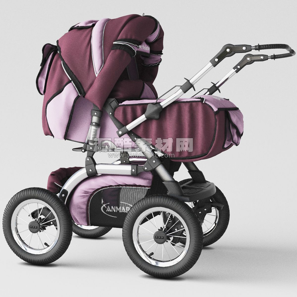 婴儿车模型婴儿推车3D模型下载(C4D,Blender,FBX)