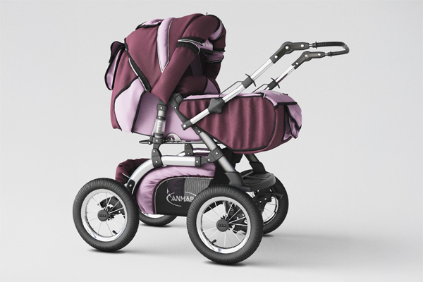 婴儿车模型婴儿推车3D模型下载(C4D,Blender,FBX)