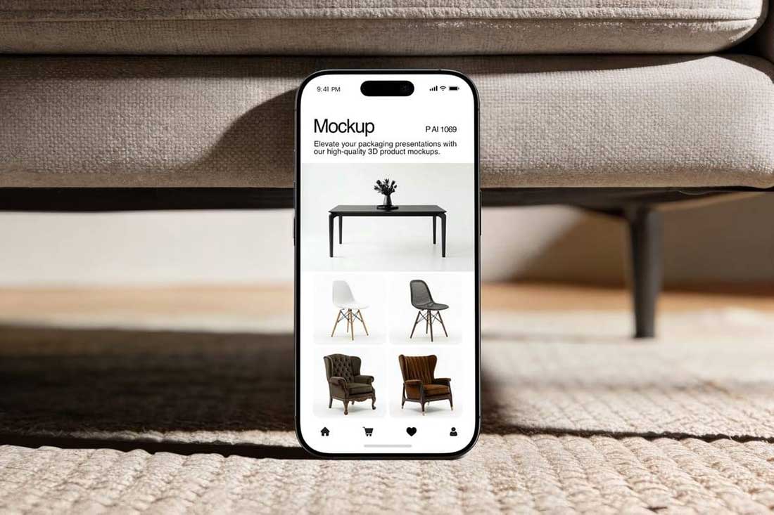 5款真实居家生活UI界面作品集设计手机样机PSD素材 Minimal iPhone 17 Pro Branding Mockup
