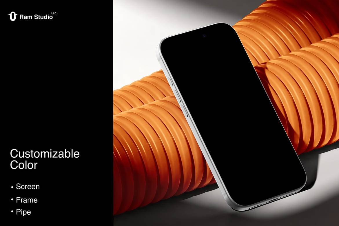 5款真实居家生活UI界面作品集设计手机样机PSD素材 Minimal iPhone 17 Pro Branding Mockup