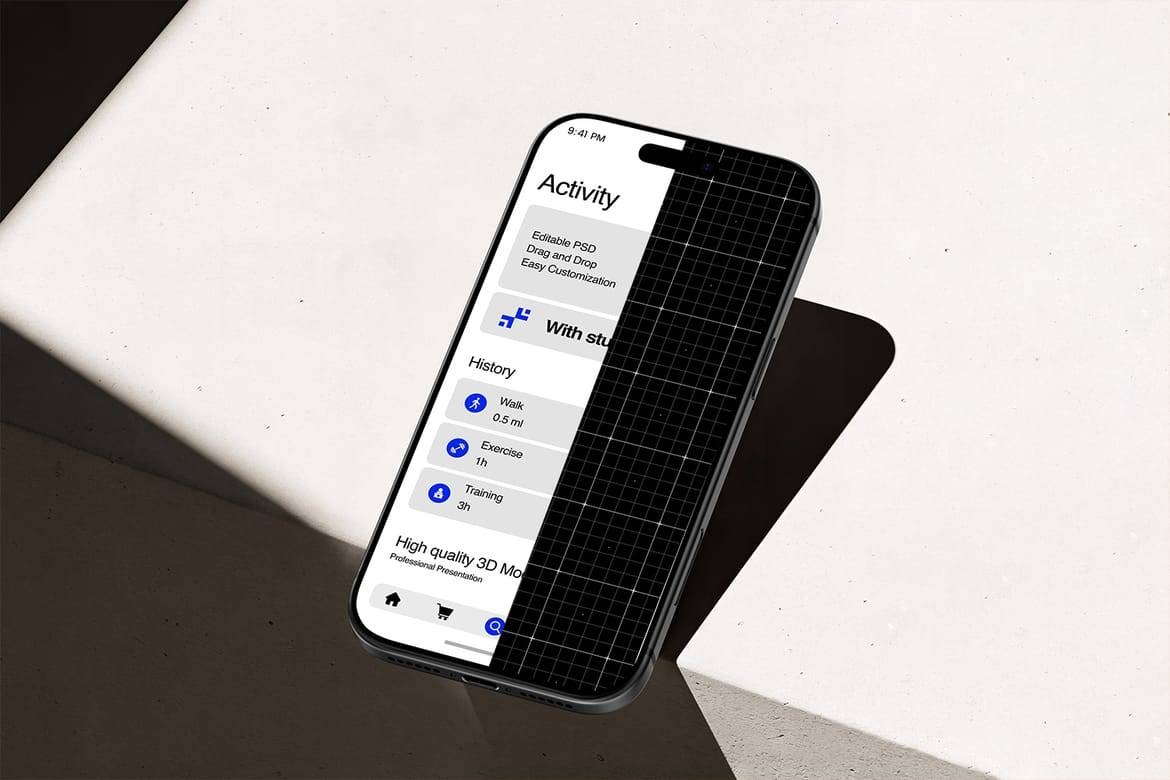 5款真实居家生活UI界面作品集设计手机样机PSD素材 Minimal iPhone 17 Pro Branding Mockup