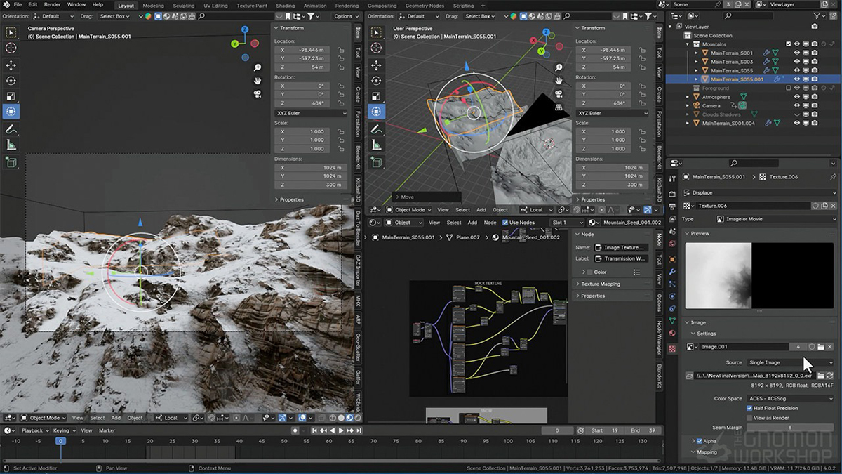 Blender/World Creator真实的3D自然山地雪山地形环境视频教程(中文字幕) The Gnomon Workshop – Creating Photorealistic 3D Environments