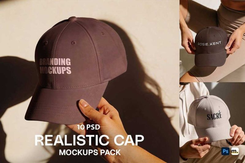 10款高质感遮阳帽棒球帽品牌标志效果样机PSD素材 Aesthetic cap mockups