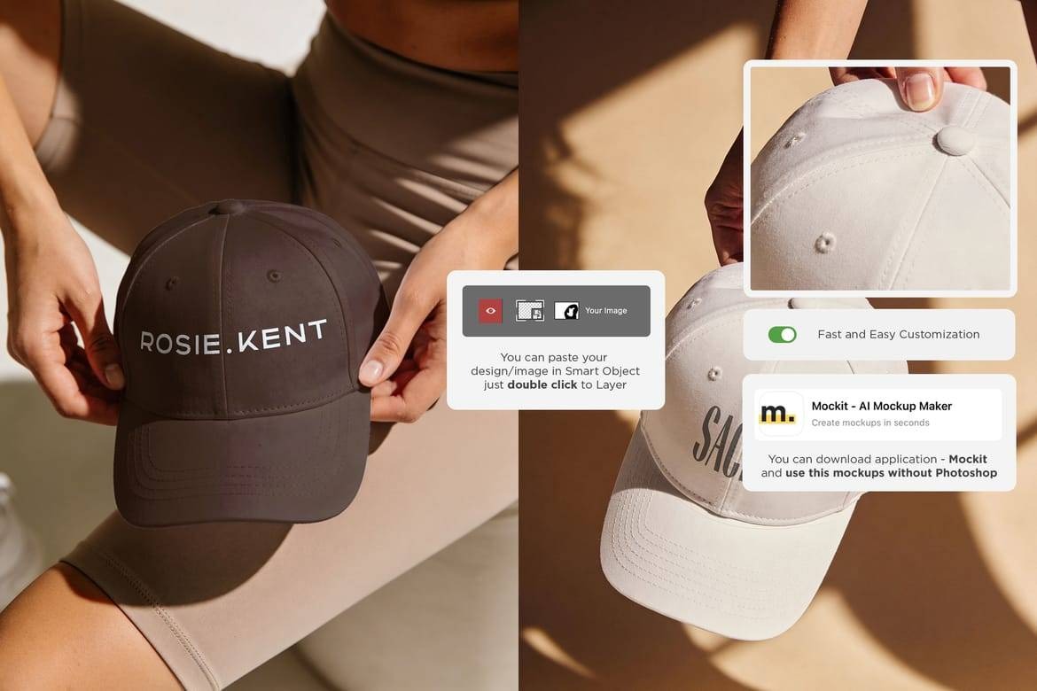 10款高质感遮阳帽棒球帽品牌标志效果样机PSD素材 Aesthetic cap mockups