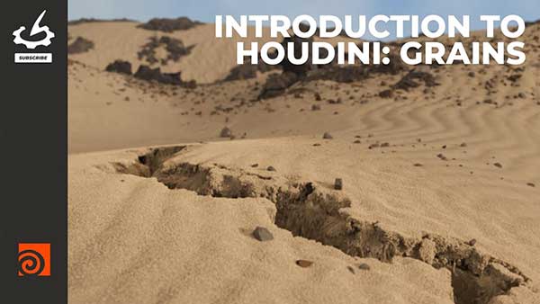 Houdini沙漠地面流沙塌陷模拟特效教程(中文字幕) The Gnomon Workshop – Introduction to Houdini: Grains