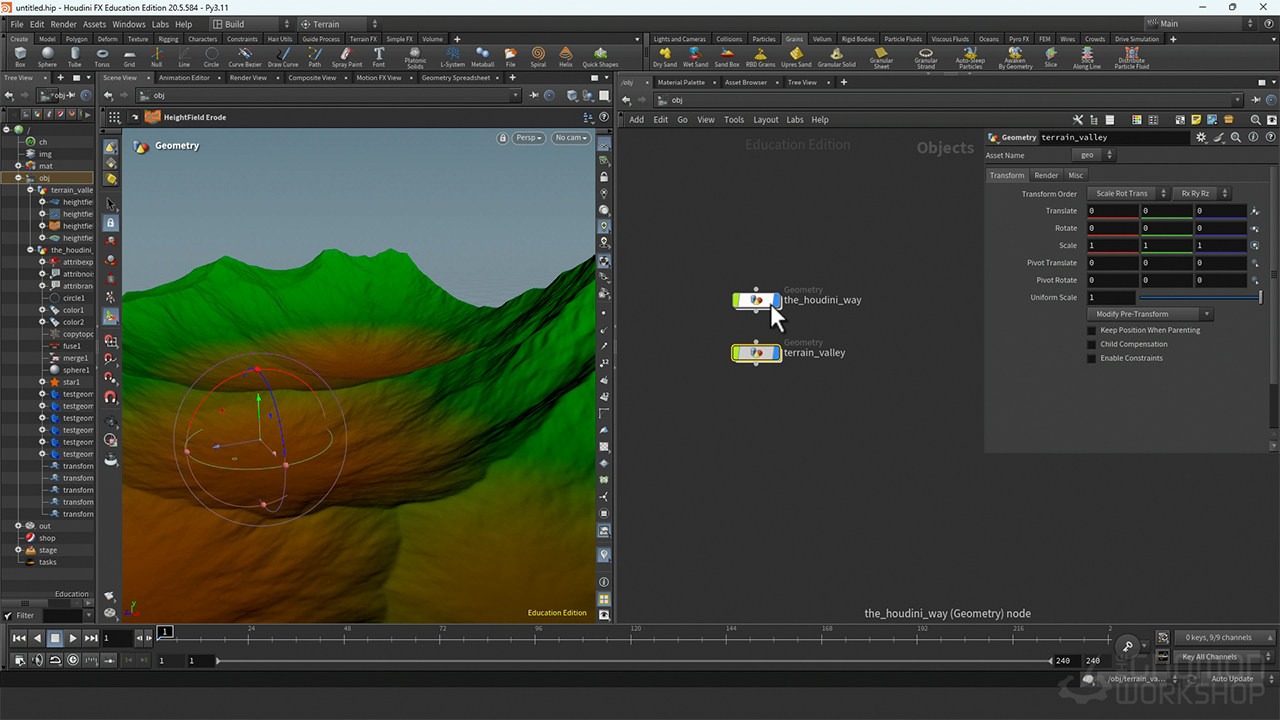 Houdini沙漠地面流沙塌陷模拟特效教程(中文字幕) The Gnomon Workshop – Introduction to Houdini: Grains