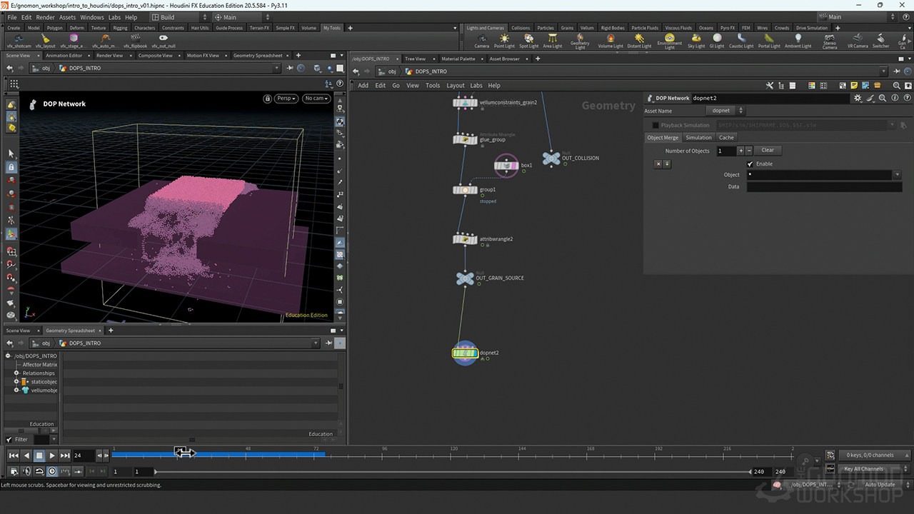 Houdini沙漠地面流沙塌陷模拟特效教程(中文字幕) The Gnomon Workshop – Introduction to Houdini: Grains