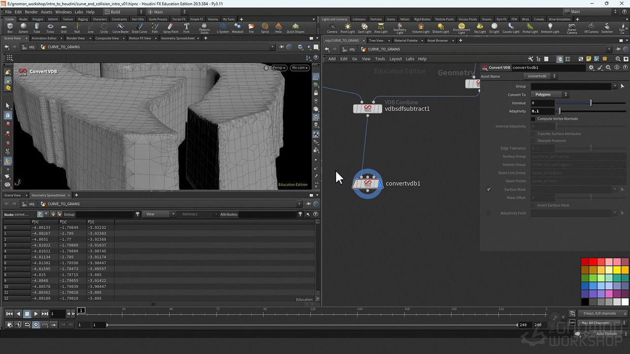 Houdini沙漠地面流沙塌陷模拟特效教程(中文字幕) The Gnomon Workshop – Introduction to Houdini: Grains