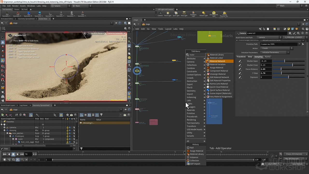 Houdini沙漠地面流沙塌陷模拟特效教程(中文字幕) The Gnomon Workshop – Introduction to Houdini: Grains