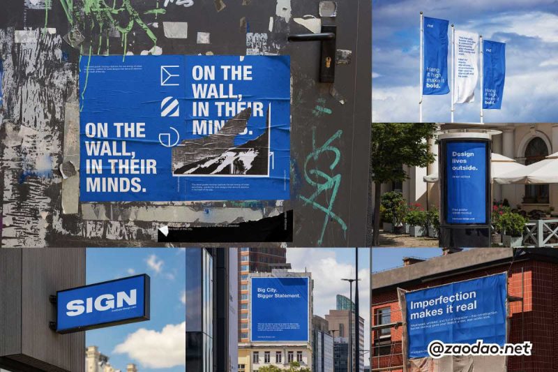 15款城市街道海报广告牌旗帜易拉宝设计展示样机PSD素材