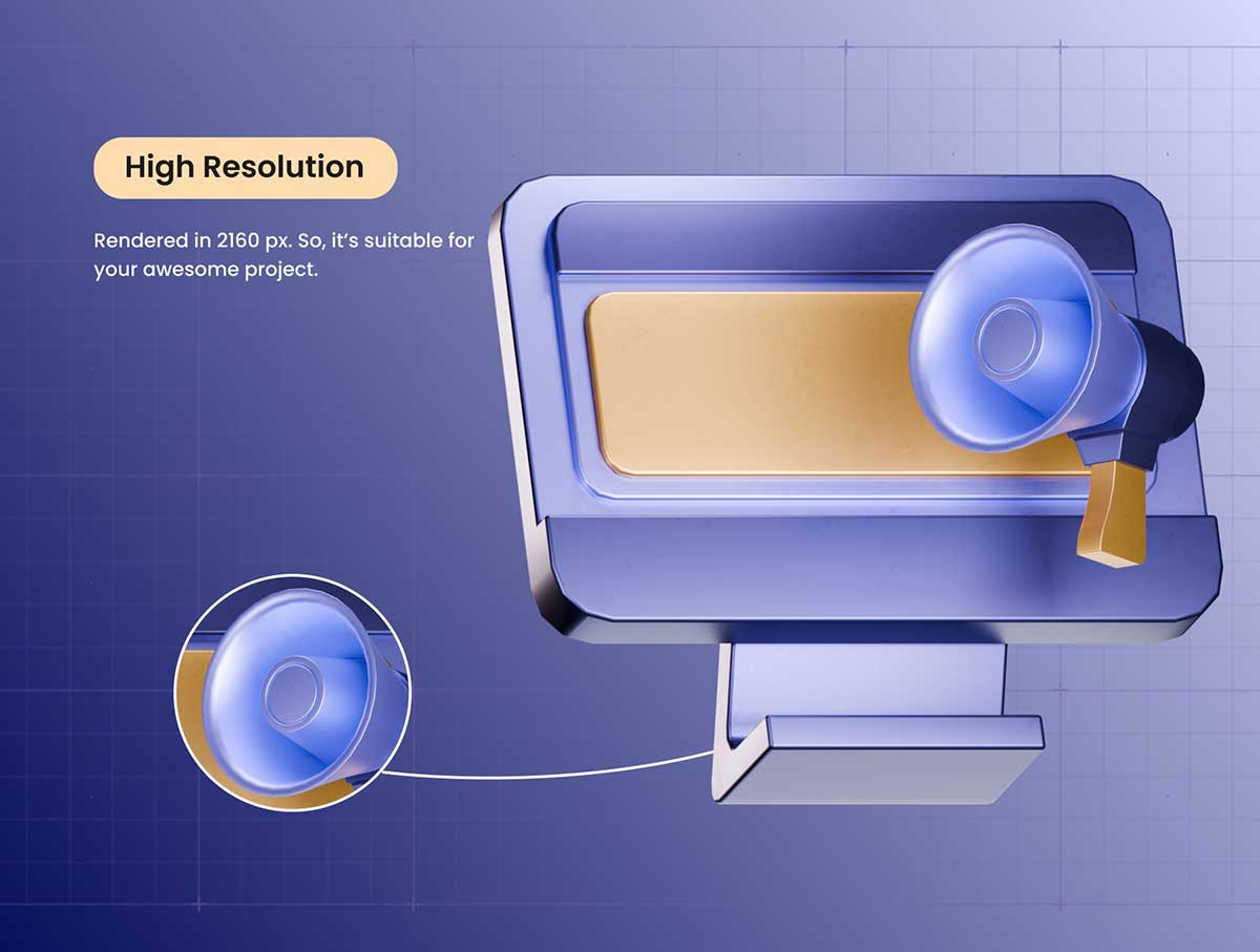 12款Blender业务仪表盘金融主题网站app图标3D模型素材 Business Dashboard 3D Icon