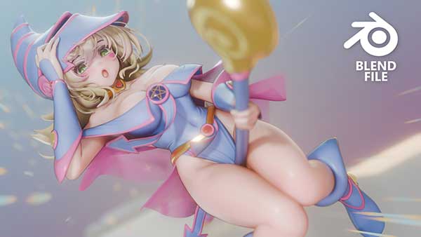 Blender卡通女孩人物角色3D模型下载 Dark Magician Girl