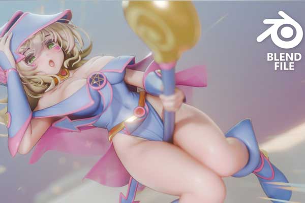 Blender卡通女孩人物角色3D模型下载 Dark Magician Girl