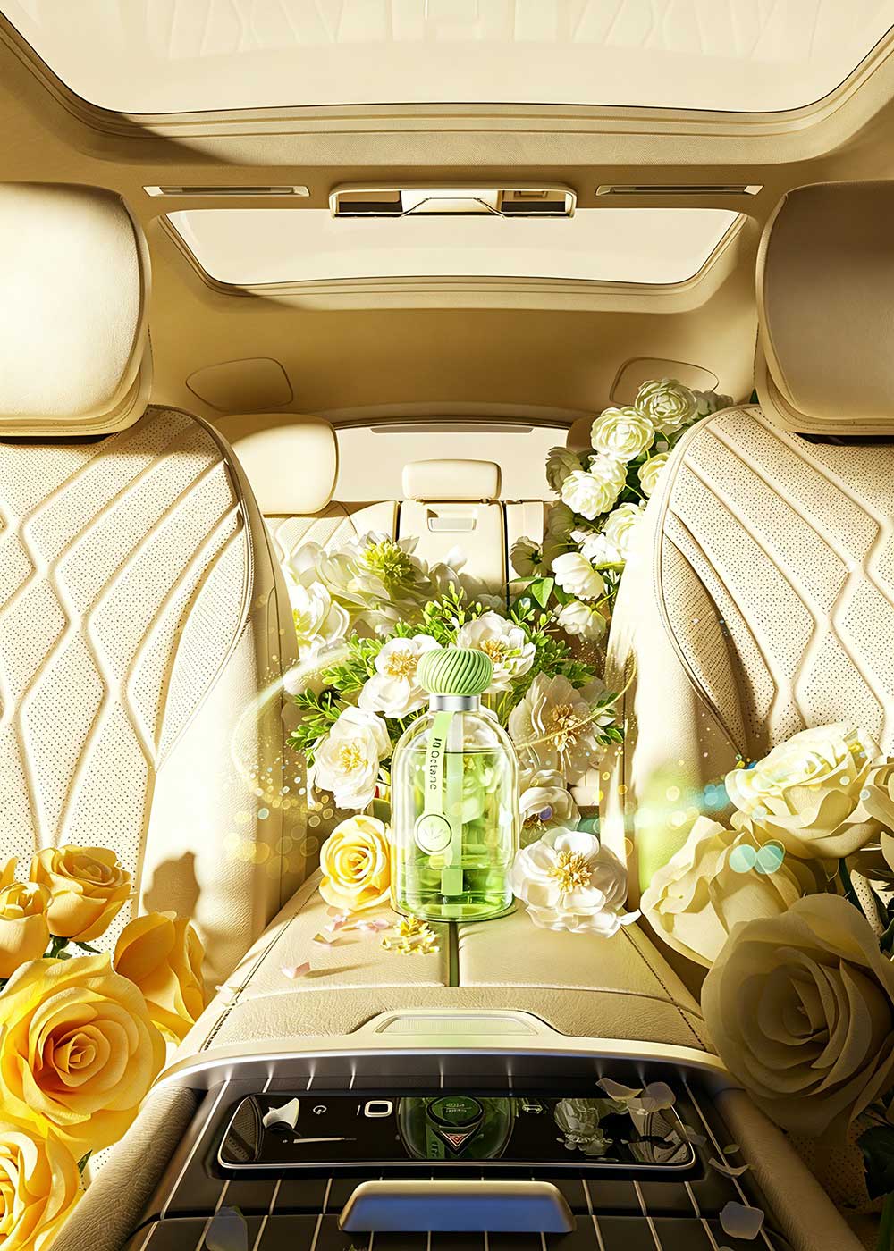 C4D车载香薰场景OC渲染工程汽车内饰C4D模型下载